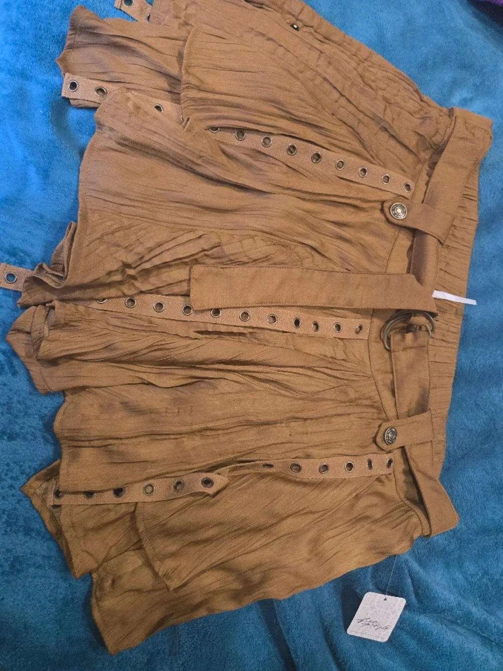 Free people Rue mini skirt golden brown NWT XL
